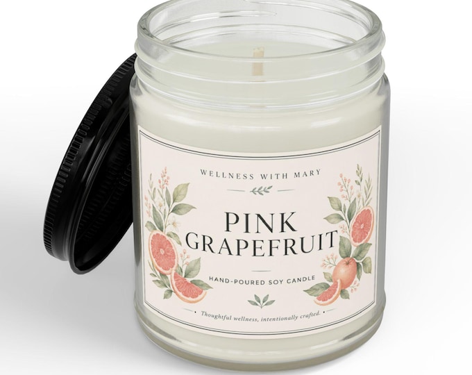 Pink Grapefruit Soy Candle | Fresh Citrus Gift for Her | 4 oz or 9 oz
