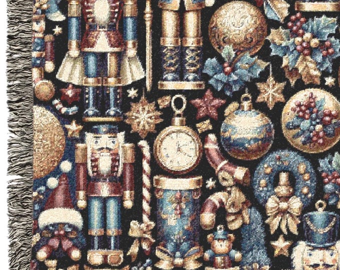 Cotton Woven Blanket: Nutcracker Christmas Throw, Holiday Decor & Cozy Gift