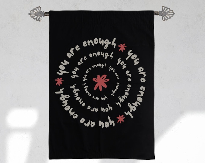 You Are Enough Woven Tapestry: Boho Affirmation Wall Hanging