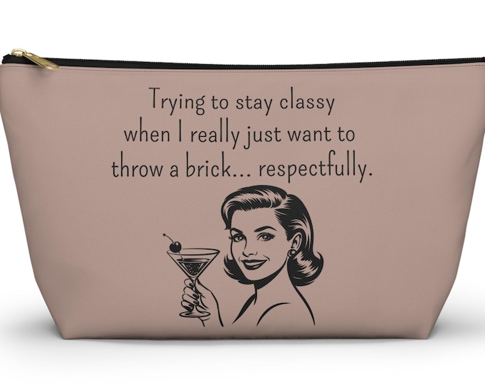 Funny Retro Cosmetic Pouch: Martini Lady Travel Organizer