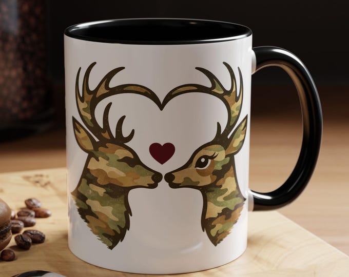 Camo Deer Heart Mug | Rustic Valentine's Day Gift