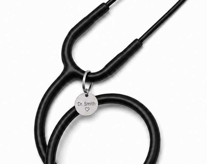 Personalized Stethoscope Tag, Engraved Stainless Steel Charm, Medical ID, Nurse Doctor Gift