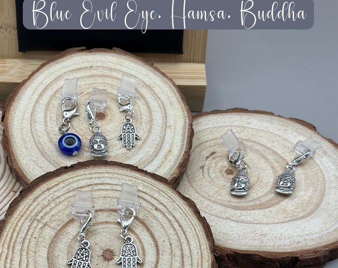 Anti-Dust Silicone Charge Port Plug for iPhone, USB C, Micro USB | Charm Choices: Evil Eye, Hamsa, Buddha | Spiritual & Practical Protection