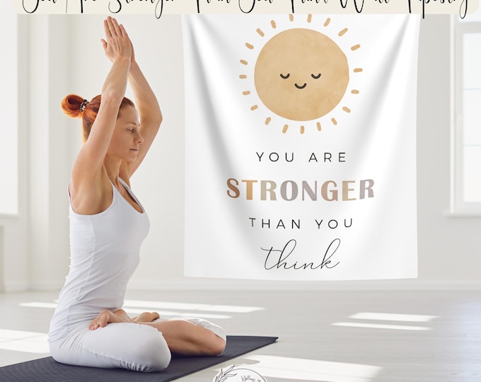 You Are Stronger Than You Think Wall Tapestry | Motivational Room Decor | Positive Affirmation Tapestry | Inspirational Home Decor Gift