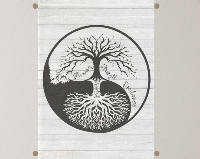 Tree of Life Yin Yang Tapestry: Spiritual Boho Wall Art
