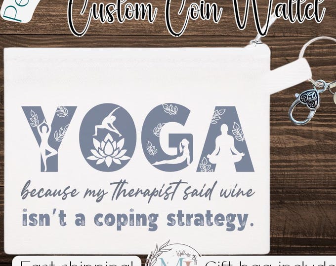 Personalized Coin Purse: Funny Yoga, Buddha, Wildflower Designs