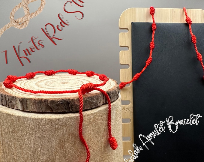7 Knots Red String Spiritual Protection Bracelet | Kabbalah Amulet I Adjustable I for Harmony Strength Balance Courage Resilience Positivity