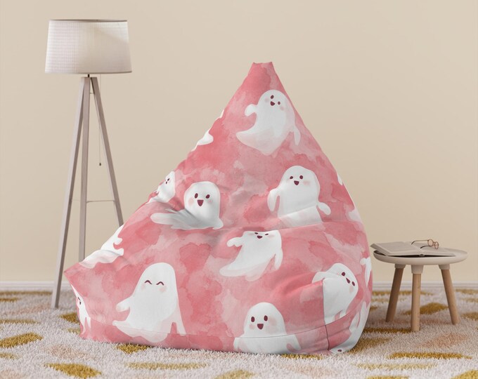 Pink Ghost Bean Bag Chair Cover: Kawaii Halloween Decor
