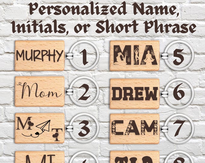 Custom Engraved Wood Keychain | Personalized Name, Initials, or Short Phrase | Choice of 8 Fonts | Unique Gift for Any Occasion