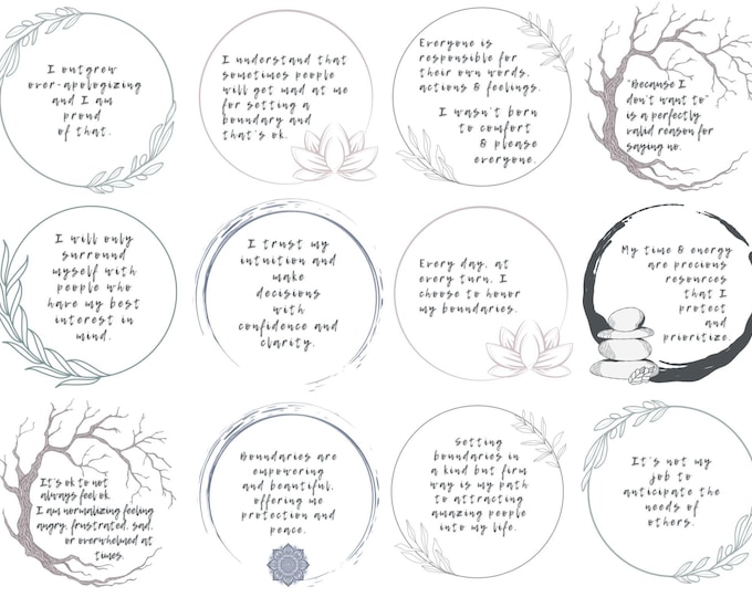 35 Positive Affirmations for Healthy Boundaries Digital Stickers | Goodnotes & Notability | High-Resolution Printable Stickers