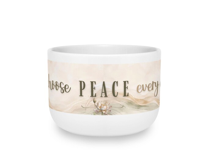 Oversized 25oz Ceramic Mug, "I Choose Peace Every Day" Watercolor Design