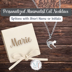 Engraved Stainless Steel Cat Necklace | Personalized Cat Lover Gift | Custom Cat Pendant Necklace | Hypoallergenic Everyday Jewelry