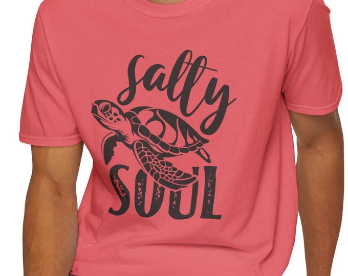Personalized Salty Soul T-Shirt | Custom Beach Waves Tee | Summer Surf Shirt | Coastal Vacation Top | Unisex Soft Cotton Tee