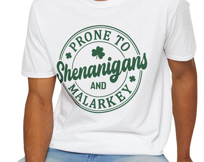 Unisex Softstyle T-Shirt Prone to Shenanigans & Malarkey, St. Patrick’s Day Shirt, Irish Party Tee, Funny Irish Shirt, Gift for Him and Her