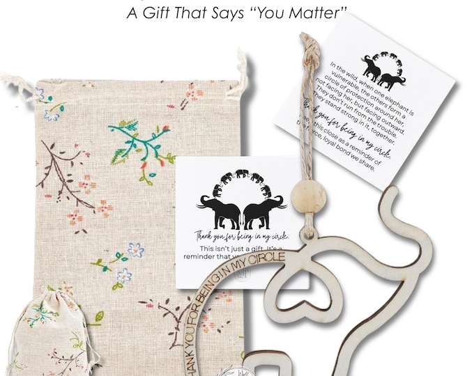 Personalized Elephant Wood Ornament: Sister or Friend Keepsake | Custom Engraved Memorial or Thank You Gift