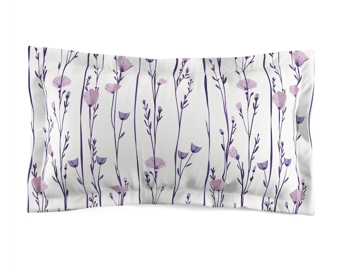 Lavender Floral Pillowcase: Soft Microfiber Pillow Sham | Cottagecore Botanical Pillow Cover (Standard or King)