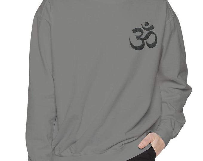 Embroidered Om Sweatshirt | Comfort Colors Crewneck | Yoga & Meditation Pullover | Spiritual Gift | Cozy Unisex Fleece | Relaxed Fit Sweater