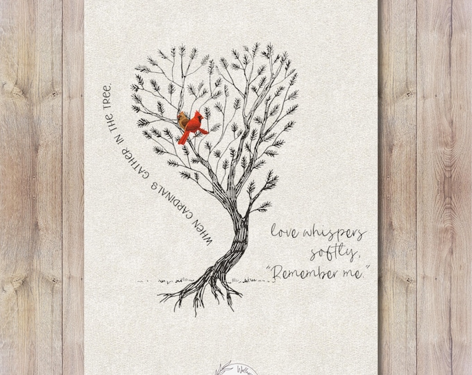 Cardinal Memorial Rug, Love Whispers Remember Me, Boho Tree Home Décor