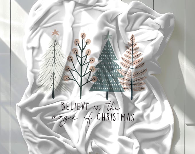 Believe in the Magic of Christmas Velveteen Blanket | Boho Style Cozy Throw for Home & Travel | Boho Holiday Comfort Décor Soft, Lightweight