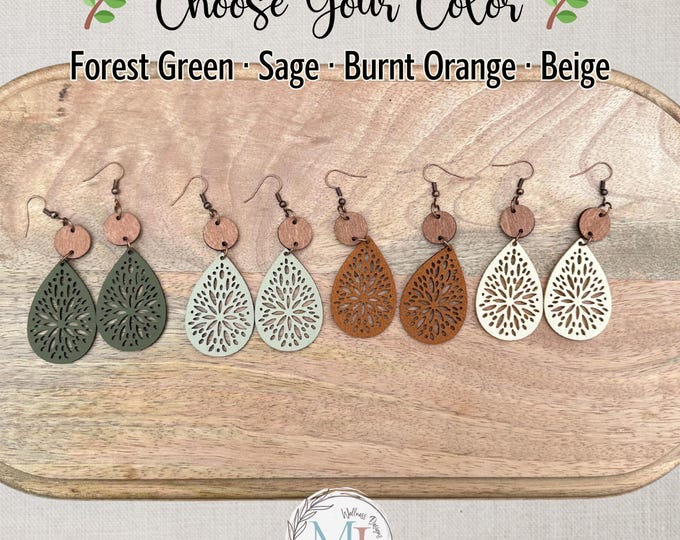 Personalized Leather Teardrop Earrings: Boho Initial Jewelry