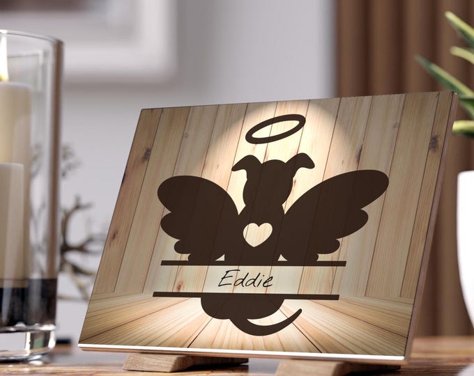 Personalized Dog Memorial Tile | Pet Loss Keepsake | Dog Halo Silhouette | Ceramic Pet Tribute | Pet Remembrance Gift | Dog Sympathy Plaque