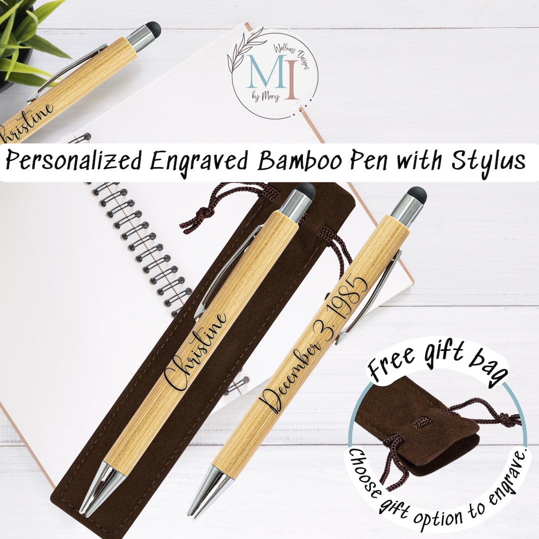 Personalized Engraved Bamboo Pen With Stylus: Eco-friendly Gift - Etsy
