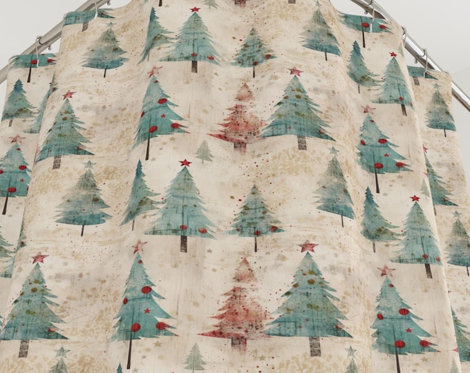 Christmas Tree Shower Curtain: Rustic Winter Woodland Bathroom Decor