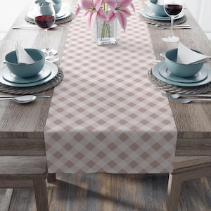 Boho Checkered Table Runner | Modern Farmhouse Dining Decor | Gingham Table Accent for Holidays & Gatherings | Rustic, Cozy Table Linen