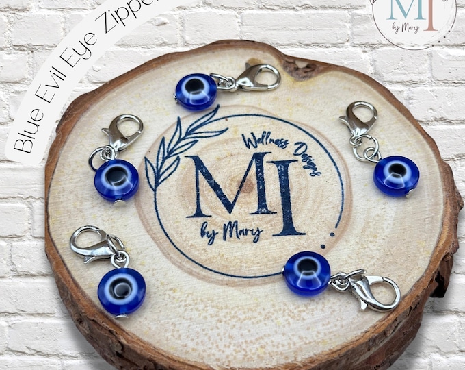 Blue Evil Eye Zipper Pull Charm | 1.25" Protective Purse Charm | Phone Charm & Keychain Accessory