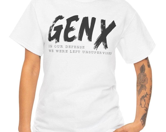 Gen X Graphic T-Shirt: Unsupervised Humor, Retro 80s 90s Nostalgia