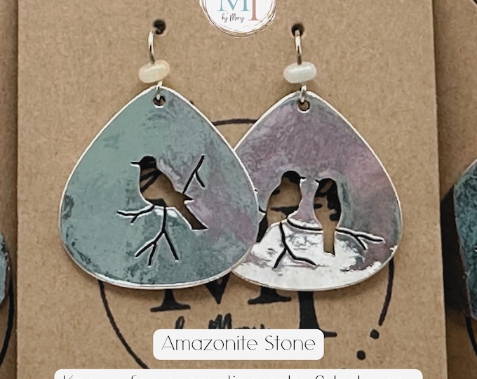 3 Little Birds Earrings Amazonite Dangle Bob Marley Inspired Boho Silver Drop Earrings Every Little Thing’s Alright Personalized Gift