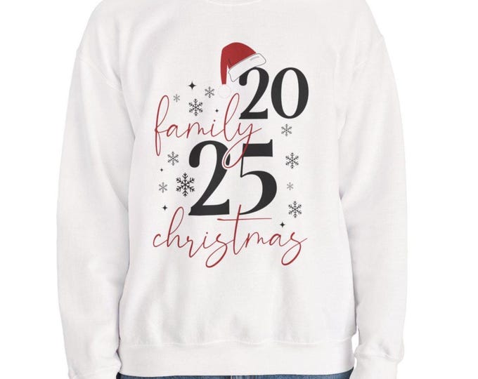 Family Christmas 2025 Sweatshirt: Santa Hat Crewneck, Cozy Holiday Apparel