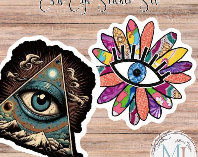 Evil Eye Stickers Set of 10 | Reusable Decals | Self-Adhesive for Scrapbooking, Laptop, Skateboard, Water Bottle & More |