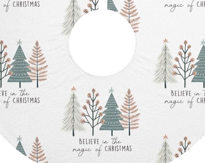 Boho Christmas Tree Skirt: Believe in the Magic of Christmas Plush Fleece Holiday Decor