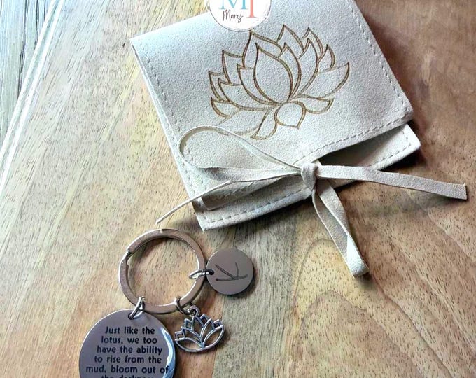 Personalized Stainless Steel Keychain: Lotus, Yoga, Birds, Stronger