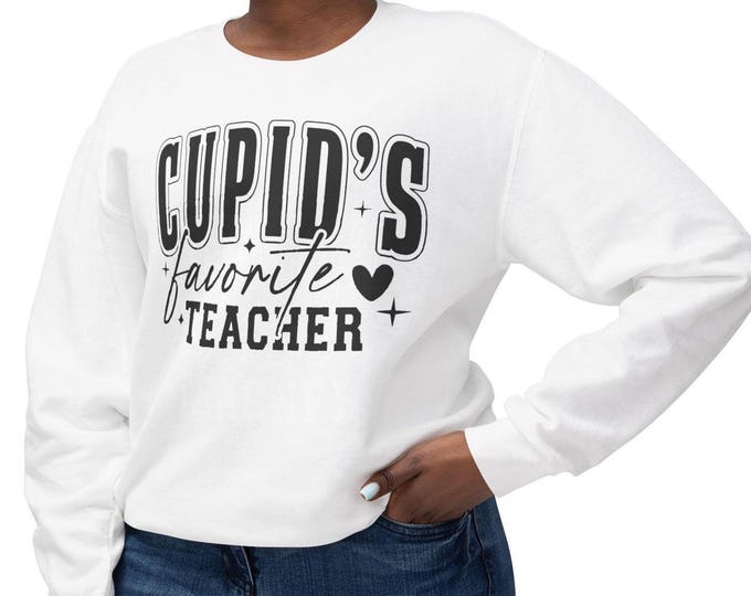 Cupids Favorite Teacher Sweatshirt | Comfort Colors Unisex Custom Lightweight Crewneck | Valentines Day Teacher Gift