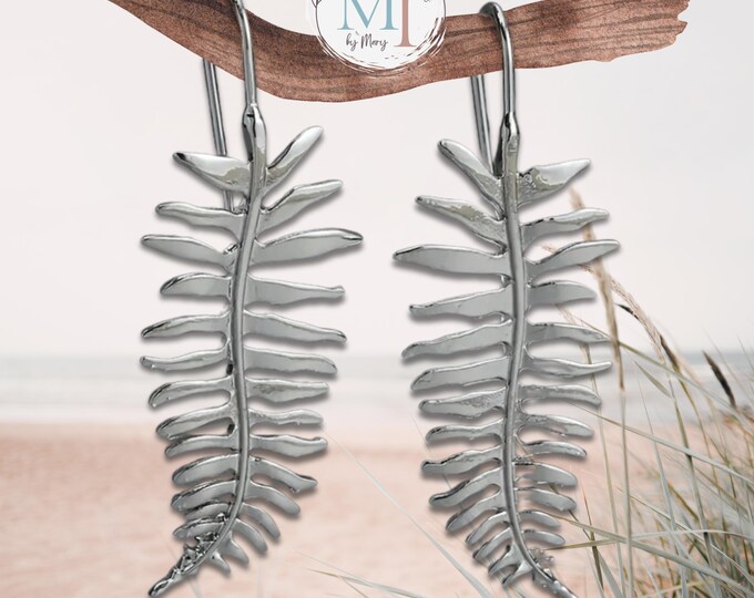 Vintage Leaf Dangle Earrings | 925 Silver-Plated Fishbone Hook Earrings for Women I Craftsman Forged | Boho Retro Jewelry Gift for Her