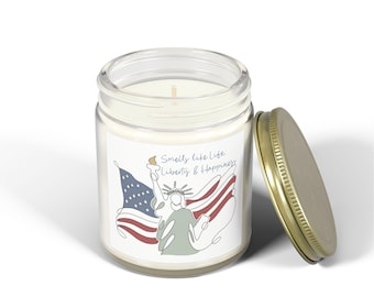 Personalized Statue of Liberty Candle | American Flag Patriotic Hand-Poured Coconut Apricot Wax | Scented or Unscented (4oz or 9oz)