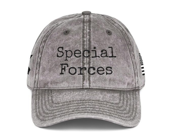 Embroidered US Army Special Forces Vintage Cap: De Oppresso Liber Distressed Military Head Gear