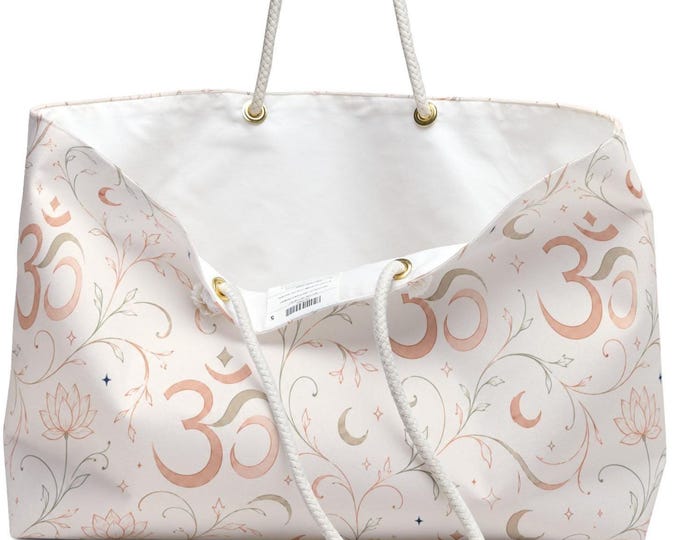 Om Weekender Bag, Boho Yoga Travel Tote, Lotus Moon Overnight Bag, Spiritual Gift