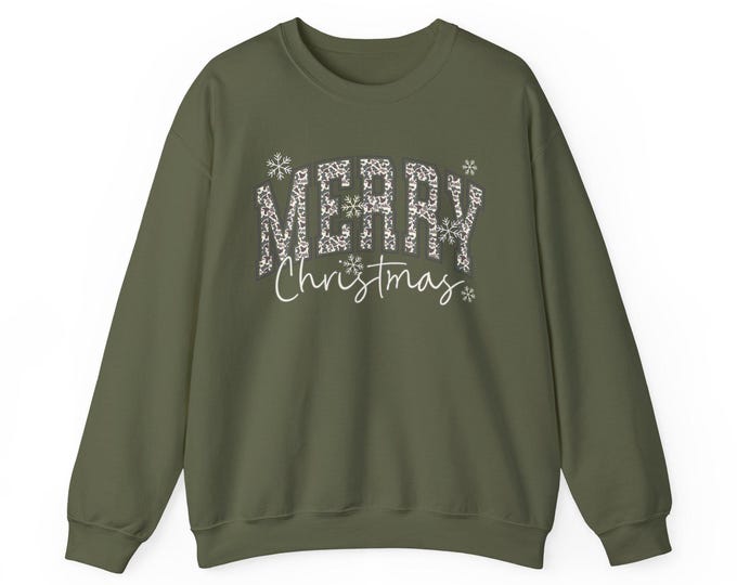 Merry Christmas Sweatshirt. & Matching Christmas Mug Gift Set, Camo Crewneck, Snowflake Holiday Shirt