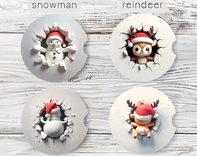 Ceramic Stone Car Coasters | Personalized Ceramic Car Cup Holder Coasters | Absorbent Car Coasters Stocking Stuffers Hanukkah Gifts for Her