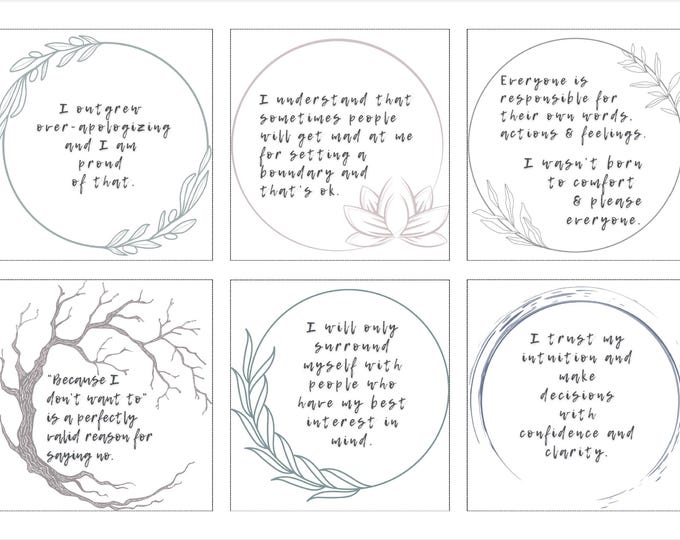 35 Positive Affirmations for Healthy Boundaries | Printable Cards | Boost Confidence and Self-Esteem Daily