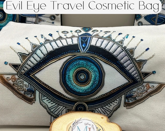 Evil Eye Travel Cosmetic Bag: Water-Resistant Makeup & Toiletry Pouch