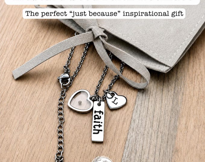 Personalized Mustard Seed Necklace: Christian Faith Jewelry Gift | Engraved Pendant, Cross, Birthstone Options