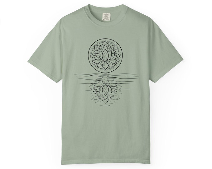 Mindfulness Lotus Shirt | Lotus Mandala Moon Reflection T-shirt | Comfort Colors Floral Zen Meditation Tee