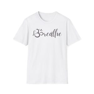 Breathe Elephant Om Script T-Shirt | Meditative Yoga Tee, 100% Cotton Tee