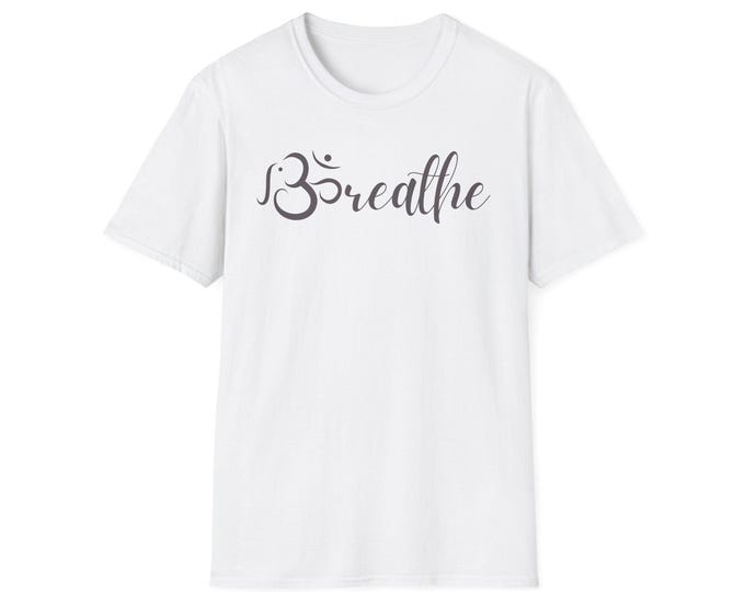 Breathe Elephant Om Script T-Shirt | Meditative Yoga Tee, 100% Cotton Tee