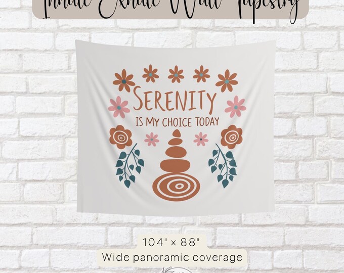 Serenity Wall Tapestry, Boho Decor, Peaceful Home Art, Mindfulness Gift, Yoga Room Decoration, Nature Inspired Design, Zen Meditation Decor