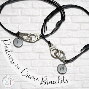 Partners in Crime Bracelet Set: Handcuff Charm, Personalized Friendship Jewelry